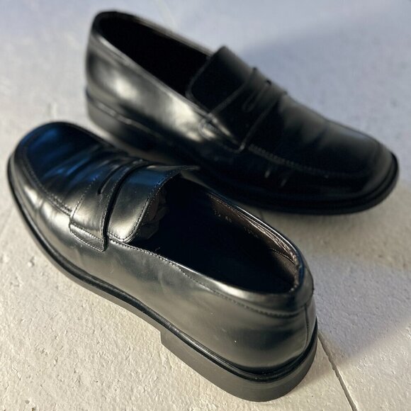 Bass SZ 10.5 Black leather modern penny loafers wardrobe formal career casual main image 7